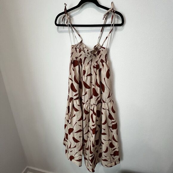 Astr The Label Marlene Printed Midi Dress Sz S Linen Blend Summer Beach Casual - Picture 5 of 10
